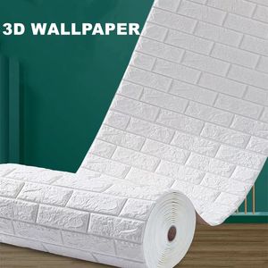 Adesivos de parede Diy 3D adesivo Papel Roll Auto -adesivo branco azul rosa cinza tijolo de cozinha suave Decoração de casa Decoração de água 230422
