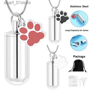 Pendant Necklaces Cylinder Urn Necklace With Customized P Board Stainless Steel Women/Men Pendant For Dog Cat Ashes Cremation Jewelry WholesaleL231123