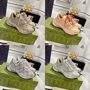 2023 Designer Run Print Casual shoes Double Letter Sneakers color Scheme Trendy Real Leather Platform Couple Shoe Size 35-45