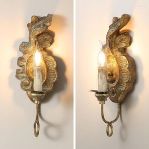 Wall Lamps Nordic Vintage Wood Lighting Fixture For Bedroom Mirror Led Candle Light Living Room Porch Lights Picture