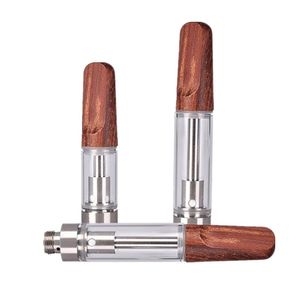 TH205 Wood Vape Carrinhos 0.5ml 0.8ml 1.0ml Atomizadores Vazios 510 Thread Vaporizador de Óleo Grosso Vidro Cartuchos de Bobina Cerâmica de Madeira Embalados em Espuma