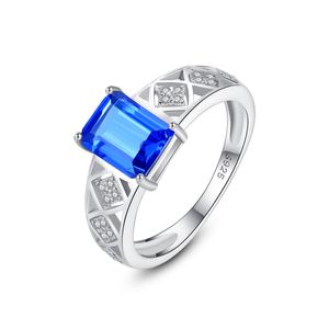 European Retro Sapphire Ring S925 Sterling Silver Geometric Hollow Brand Ring European and American Hot Popular Women High end Ring Jewelry Valentine's Day Gift spc