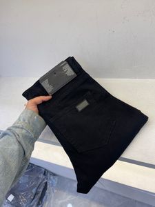 Högkvalitetsmärke svarta jeans för män bekväm bomullsblandning stretch material lyx designer casual blyerts jeans