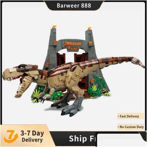 Bloki 11338 Seria gier filmowych Jurassic Blocks T. Rex Rampage 3156pcs Modelowe zestawy budowlane Cegły Kompatybilne 75936 T230103 Drop D Dhwjb