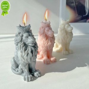 New 3D Lion King Stampo per candela in silicone Forma di animale fai-da-te Sapone Resina Set per la produzione di intonaco Set per la creazione di stampi per ghiaccio al cioccolato Regali per decorazioni per la casa desktop
