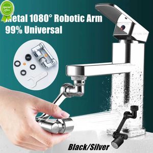 New Black Stainless Steel Universal 1080 Robotic Arm Faucet Extender Metal Swivel Extension Faucet Aerator Kitchen Sink Splash