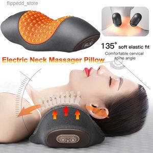 Massera nackkudde Electric Neck Massager Cervical Pillow Heat Vibration Massage Back Traction Relax Sleeping Memory Foam Pillow Spine Support Q231124