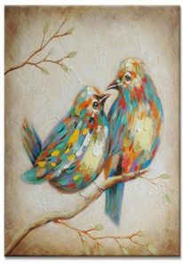 100 pintura a óleo pintada à mão animal amor pássaros peculiares sem moldura arte de parede para decoração de casa7487798