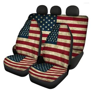 Car Seat Covers INSTANTARTS American Flag Pattern Easy To Install Universal Front/Back Soft Interior