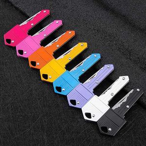 8 colors keys shape stainless steel folding keychains deocration fashion accessories self defense keychain protable outdoor tool gift NHLU