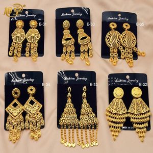 Stud XUHUANG Nigerian Bridal Wedding Earrings With Square Shape Tassels African Dubai Plated Long Earrings Party Pendant Jewelry Gift 231123