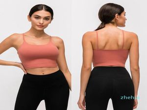 L83A Solid Color Women Yoga Bra Shirts Sports Vest Fitness Outfits Sexiga underkläder med avtagbara bröstkuddar andas mjuk svett4948865