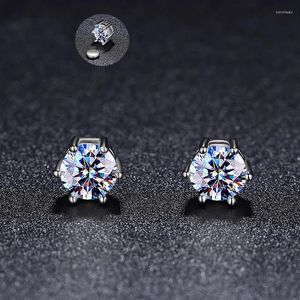 Stud Earrings Real 1ct Round Moissanite Magnetic 925 Sterling Silver D Color VVS1 Moissaniten Earirngs Women Pass Gift