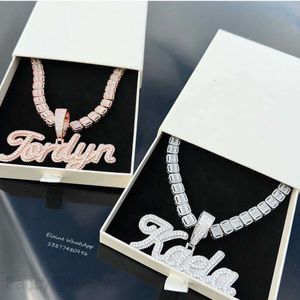 Necklace Moissanite Buss Down Bling Jewelry Custom Necklace Letter Pendant Chain Set Iced Out Vvs Mooissanite Diamond Tennis Chain