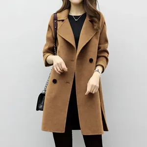 Damenjacken Damen Winter Wollmischung Mäntel Langarm Einfarbig Zweireihige Jacke Frauen Herbst Für