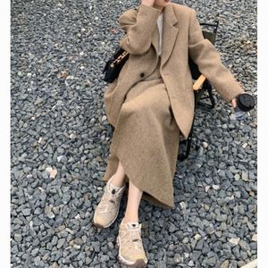 Fashionable high-end small dresses 2023 autumn and winter new Korean wear silhouette woolen blazer two-piece suit