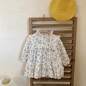 Abiti da ragazza Abito floreale per bambini Vecchio colletto in pizzo alla moda autunnale Principessa per bambine