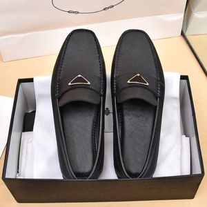 Designer Men Loafers Soft Cowhide Dress Shoes Party Shoes Brand Triangle Leather Shoes Slip On Driving shoes size 38-46