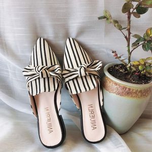 Tofflor 2023 Spring Summer Baotou Sandals for Women's Wear Style Square Head Korean Tjock Heel Bow Half