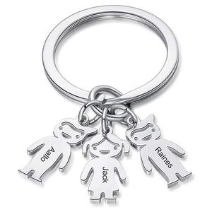 Nyckelringar Personligt anpassat namn Datum Keychain Boy Girl Child Child Family Rostfritt stål Key Ring Kid Pendant Gift For Women Man Jewelrykeycha