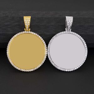 Cornice circolare con piccolo diamante Mosonite intarsiato in oro 16K placcato in argento 925 di vendita calda per pendente universale da uomo e da donna