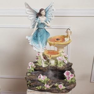 Decorative Flowers European Flower Fairy Feng Shui Lucky Decoration Water Fountain Crafts Large Living Room Humidifier