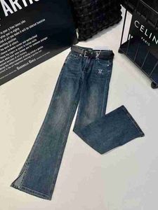 Kadın Pantolon Capris Designer Lüks Büyük Kot Pırlanta Sıcak Elmas Harf Bandı Dekorasyonu Çok Slim İnce Yüksek Bel Elastik Bölünmüş Parlama Uzun BQQ4