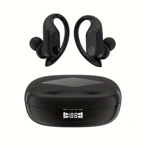 Cuffie sportive stereo con suono impermeabile, design antiscivolo per appendere l'orecchio con schermo digitale, display di alimentazione, auricolari wireless