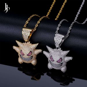 JOJO Mode Hip Hop Schmuck Iced Out Gengar Charms Halskette Bling Kristall Geist Anhänger Halskette