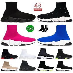 Kvinnliga män designer Paris Speed ​​Sock Runner Shoes Triple Black White Pink Blue Clear Sole Balensgcias Luxurys Platform Bottes Sneakers Trainers 36-45