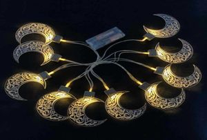 10 LED Ramadan String EID Mubarak Luna a forma di stella Alimentato a batteria Luce calda Fata String Home Decor HHA35342125056