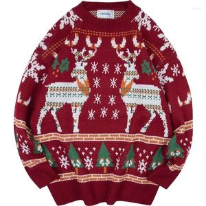 Męskie swetry 2023 Boże Narodzenie zagęszczone amerykański sweter i damski strój pary zimowej luźne retro lazyjne dzianiny