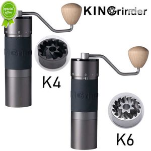 Novo kingrinder k4/k6 moedor de café manual moinho portátil 420aço inoxidável 48mm aço inoxidável chapeamento de titânio rebarba