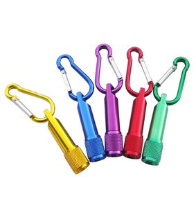Mini LED Gadget Flashlight Aluminum Alloy Torch Flashlights With Carabiner Ring Keyrings KeyChain Gifts5533319