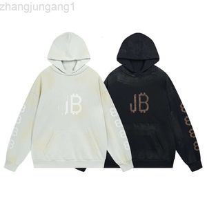 Designer Balencaigaity Hoodie Balancia Paris Fashion Märke B Hem 2023 Mud Handmålad Scrubbed Washable Old Made Long Sleeve Unisex Hooded Sweater Loose Fit