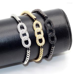 Braccialetti con ciondoli Top Brand Anil Men Full Of CZ Stone Chain Bracciale Champagne Braiding Macrame Jewelry