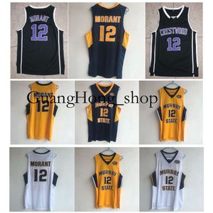 GH Ja Morant Jersey Marinha Elite Murray State Racers NCAA College Basketball Jerseys Crestwood High School Knights Preto Branco Azul Amarelo Tamanho