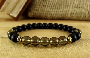 Strand Nature Black Onyx Bracelets Yoga Mala Mala Pulseira Pulseira Presente para ele Jóias de Meditação Reiki