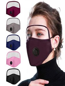 Moda Máscara Facial de Algodão com Escudo de Olhos Válvula Respirável Pm 25 Antipoeira Máscaras de Festa Ao Ar Livre Reutilizável Boca Shiled para Homens Wome4505150