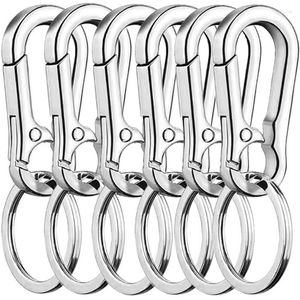 Nyckelringar unisex nyckelkedja rostfritt stål kalebass spänne karabiner nyckelring midje bälte klipp keyring anti-förlorar ring bildekor gåvor