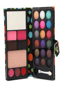 Hela mode Kvinnor damer Vattentät ögonskugga Eyebrow Powder Blush Make Up Palette Polka Dot Pu Wallet Mirror Case 26 Color9158353