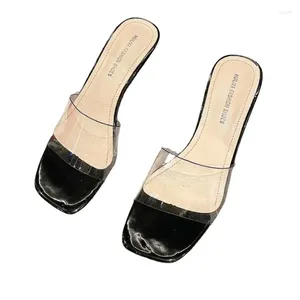 Sapatos de vestido moda verão mulheres sandálias de luxo praia senhoras pvc claro sandália confortável salto alto mulher transparente salto médio