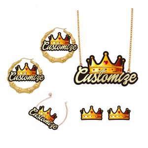 Pendant Necklaces Customize Custom character Cartoon name Cute Unicorn Design Earring Bracelet Ring Fashion Jewelry Set Kids Gift 231123