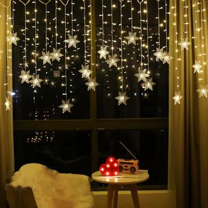 Decorazioni natalizie 32M Fiocchi di neve LED String Lights Lampeggiante Tenda fata impermeabile per feste di nozze Decorazione natalizia 231123
