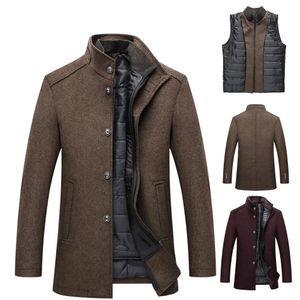 Misturas de lã masculina marca inverno quente jaqueta parkas casaco masculino moda outono roupas à prova de vento de lã fino colete ajustável parkas masculino 231122