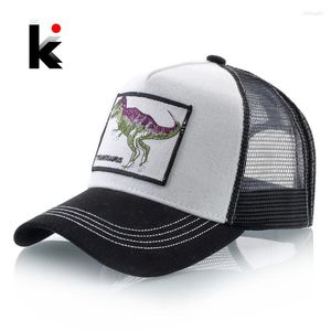 Ball Caps Fashion Baseball Cap With Dinosaur Embroidery Patch Men's Summer Mesh Visor Women Snapback Trucker Unisex Hip Hop Bones