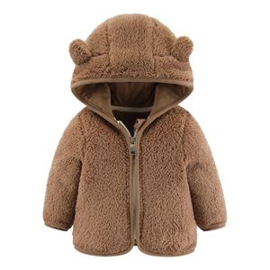 Down Coat Spring and Autumn Children's Fleece Baby Bear Ears Lång ärm varm jacka 03 år gammal barnkläder 231123