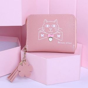 Wallets 2023 Women's Lovely Kittys Zipper Coin Purse Wear-Resistant Ultra-thin Card Sleeve Gift For Birthday Anniversary Wallet