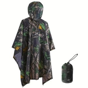 Poncho de chuva impermeável com estampa de camuflagem, jaqueta de chuva com capuz reutilizável portátil para adultos