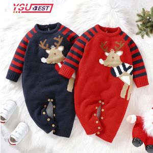 Strampler Jahr Bodysuit Weihnachten Strick Strampler Strickschal Hirsch Herbst Baby Jungen Mädchen Strampler Langarm geborener Säuglingsoverall 231123